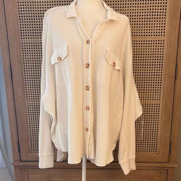 Free People Tops - Free People Cotton Waffle Knit Overshirt